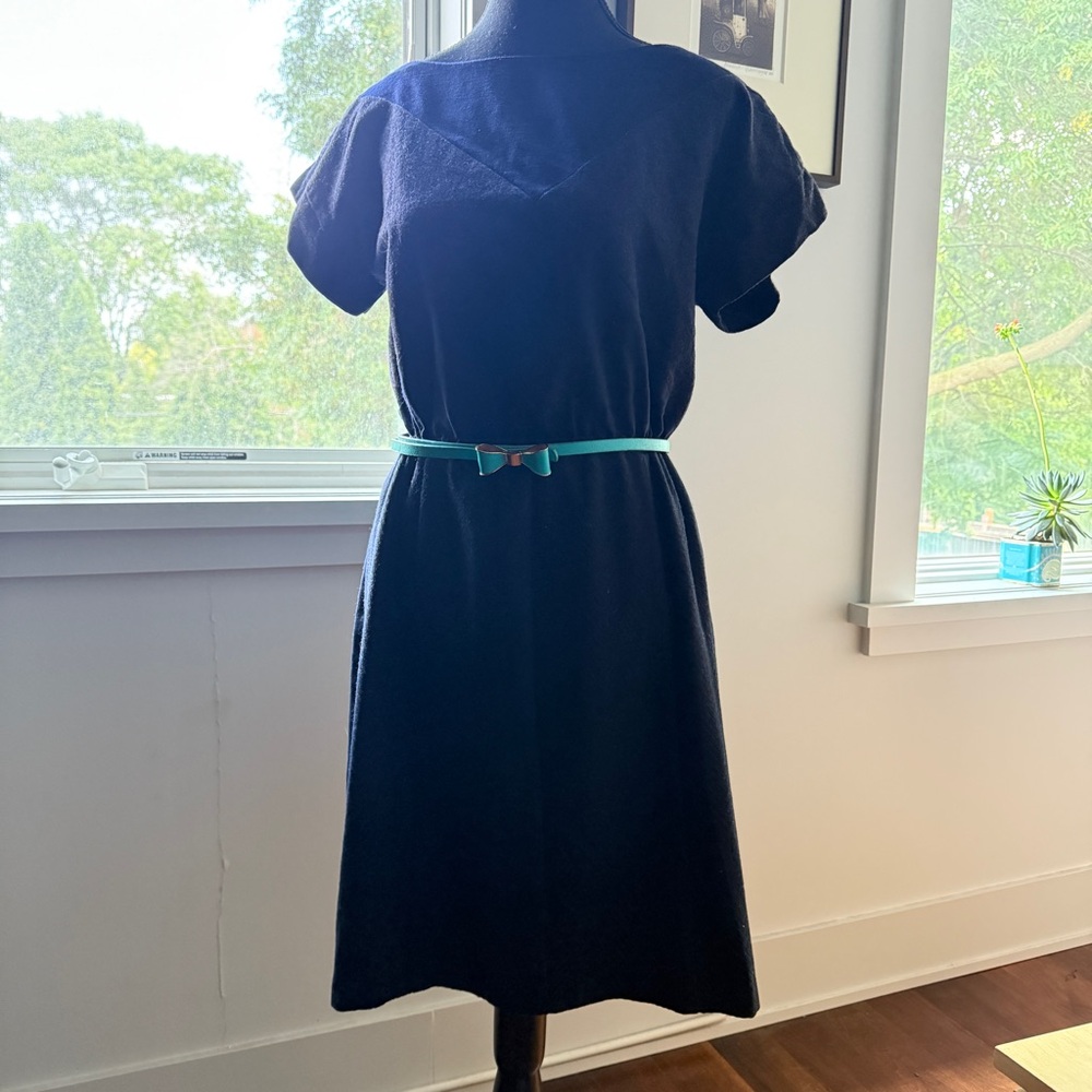 Elegant Navy Wool Dress by Preloved